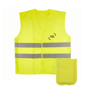 Gilet de sécurité 2 bandes adulte marquage 1 couleur et housse