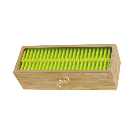 Pot à crayons en bambou vert anis