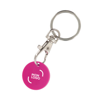 Porte-clés mousqueton et jeton ABS format 1 €