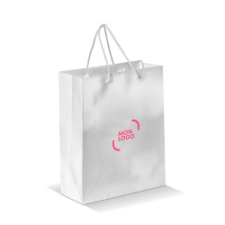 Sac en papier coloré premium anses cordelettes 24x30x10 cm