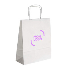 Sac kraft blanc biodégradable  100 g/m² 25 x 10 x 32 cm