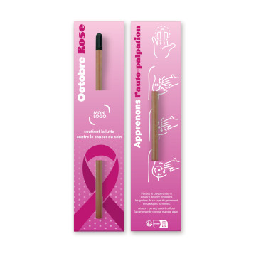 Crayon de papier à graines & cartonnette personnalisée Octobre Rose