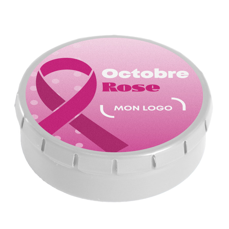 Boîte à bonbons Clic-Clac® marquage Octobre Rose inclus
