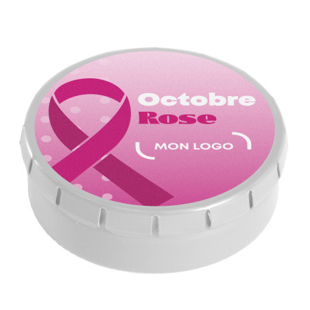 Boîte à bonbons Clic-Clac® marquage Octobre Rose inclus