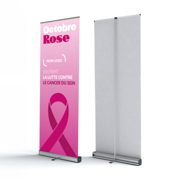 Roll-up 80 x 200 cm marquage quadri Octobre Rose