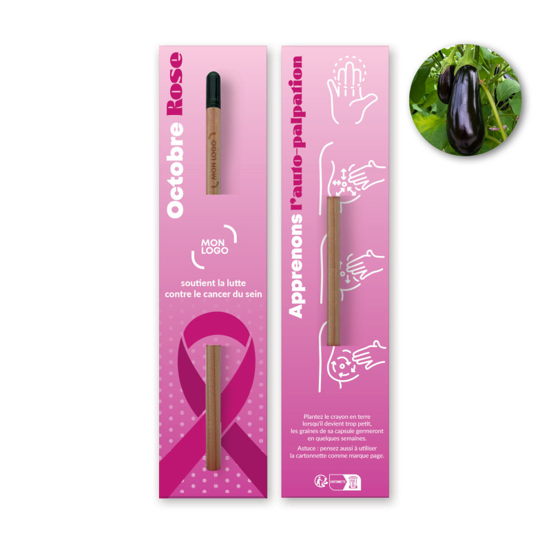 Crayon de papier à graines & cartonnette marquage Octobre Rose inclus