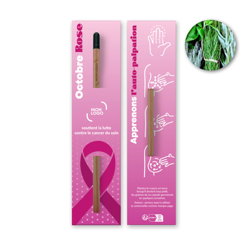 Crayon de papier à graines & cartonnette marquage Octobre Rose inclus