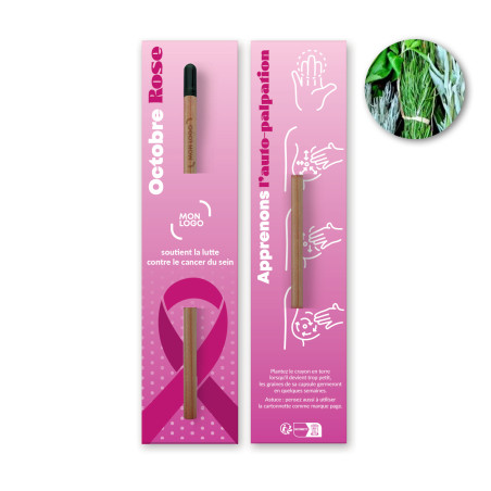 Crayon de papier à graines & cartonnette marquage Octobre Rose inclus