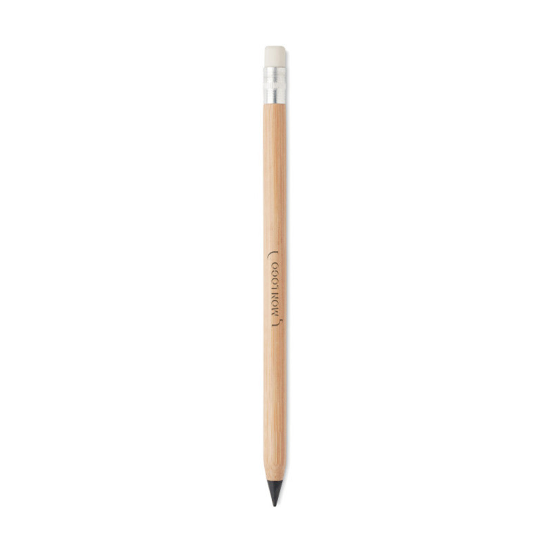 Stylo sans encre en bambou tête gomme