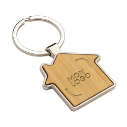 Porte-clés maison en métal et bambou