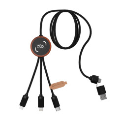Câble de charge long 40W bambou et rPET avec logo lumineux SCX®