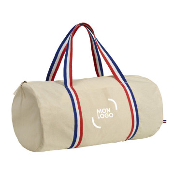 Sac polochon en coton naturel avec anses tricolores Ubag®