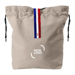 Sac déjeuner en coton recyclé GRS avec anses tricolores Goodjour®