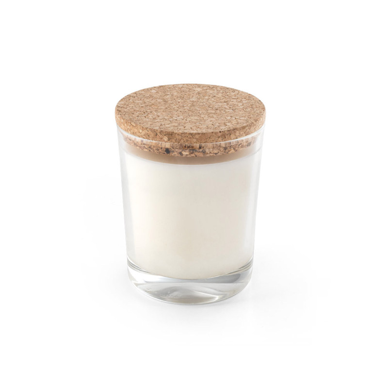 Bougie parfumée en verre avec couvercle en liège