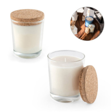 Bougie parfumée en verre avec couvercle en liège