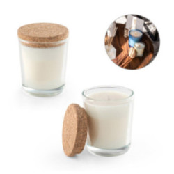 Petite bougie parfumée en verre avec couvercle en liège