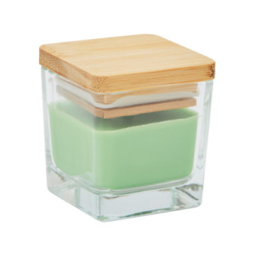 Bougie parfumée pomme en verre avec couvercle en bambou