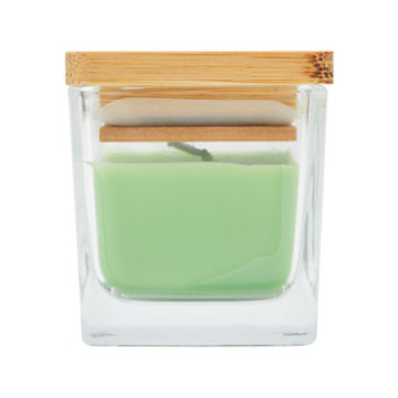 Bougie parfumée pomme en verre avec couvercle en bambou