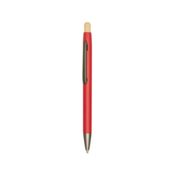 Stylo rouge en bambou et aluminium recyclé