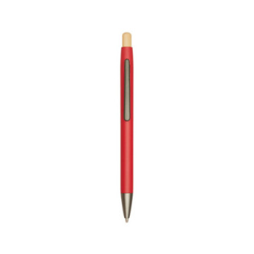 Stylo rouge en bambou et aluminium recyclé