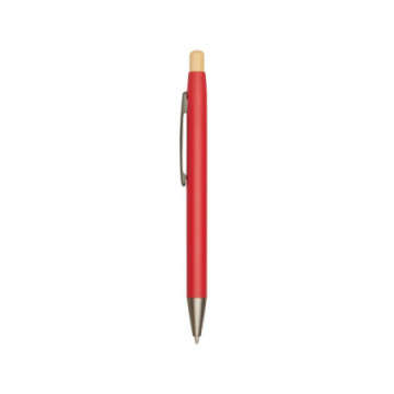 Stylo rouge en bambou et aluminium recyclé
