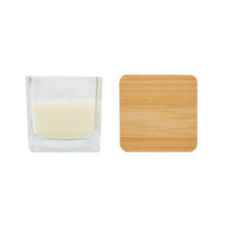 Bougie parfumée vanille en verre avec couvercle en bambou