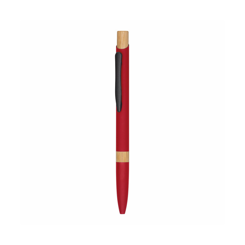 Stylo rouge en bambou et aluminium recyclé