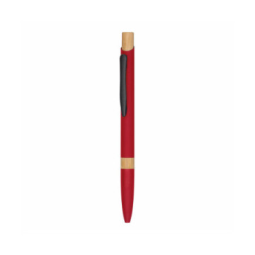 Stylo rouge en bambou et aluminium recyclé