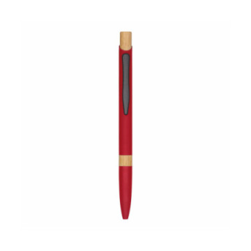 Stylo rouge en bambou et aluminium recyclé