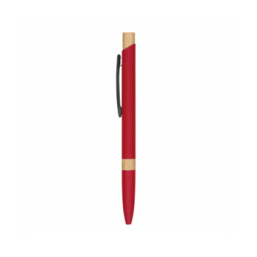 Stylo rouge en bambou et aluminium recyclé