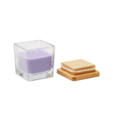 Bougie parfumée lavande en verre avec couvercle en bambou