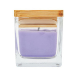 Bougie parfumée lavande en verre avec couvercle en bambou