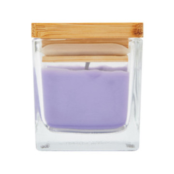 Bougie parfumée lavande en verre avec couvercle en bambou