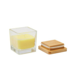 Bougie parfumée citron en verre avec couvercle en bambou