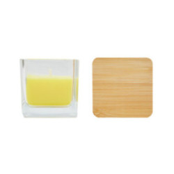 Bougie parfumée citron en verre avec couvercle en bambou