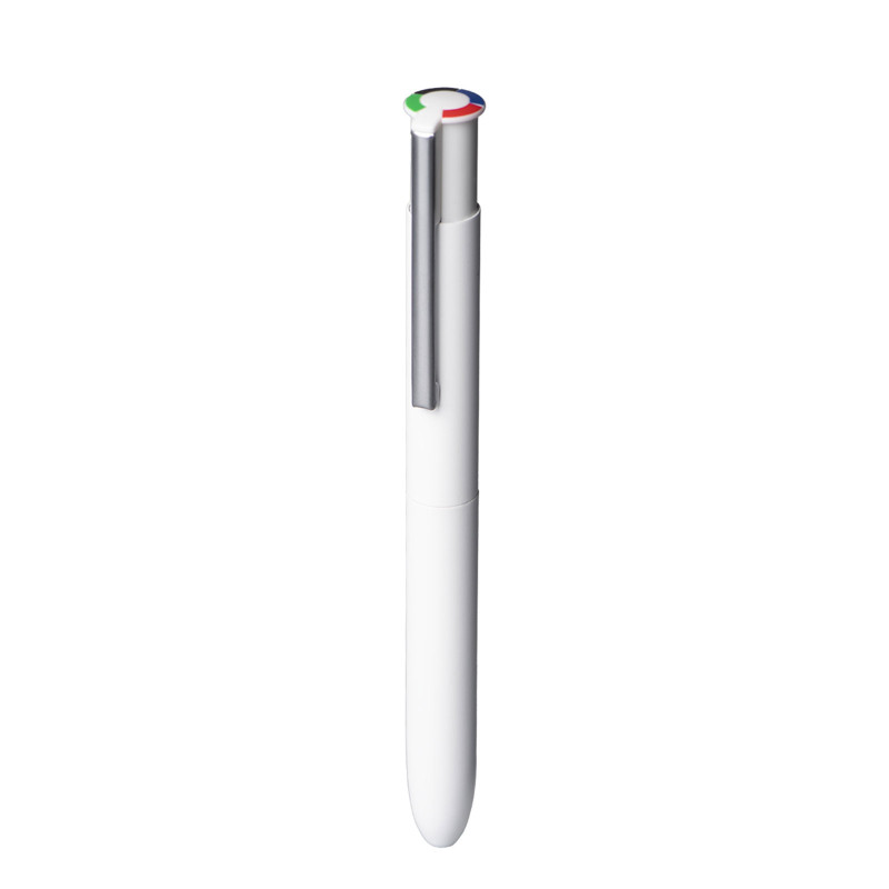 Stylo 4 couleurs en aluminium recyclé toucher gomme