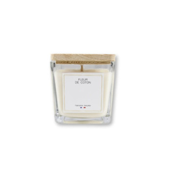 Bougie carrée en cire de soja avec couvercle en bois de pin