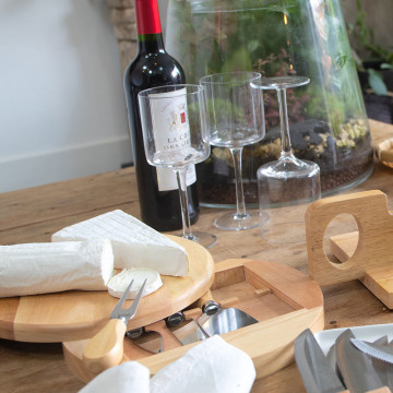 Plateau à fromage en bois pivotant avec ustensiles Livoo®