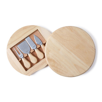 Plateau à fromage en bois pivotant avec ustensiles Livoo®