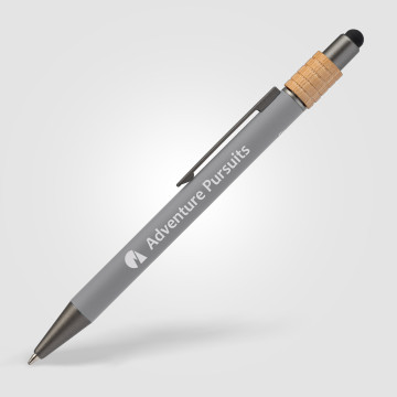 Stylo stylet spinner en aluminium recyclé et bambou marquage laser