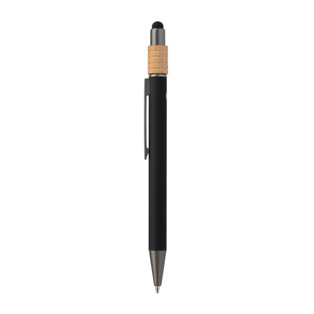Stylo stylet spinner en aluminium recyclé et bambou marquage quadri