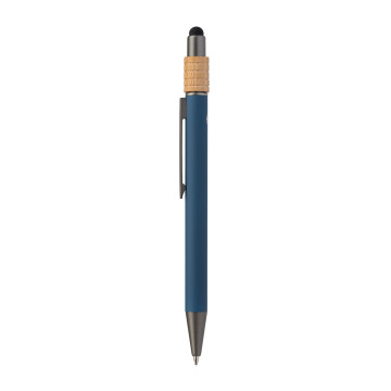Stylo stylet spinner en aluminium recyclé et bambou marquage quadri