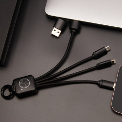 Câble de charge 20W matières recyclées avec logo lumineux SCX®