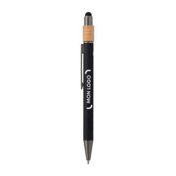 Stylo stylet spinner en aluminium recyclé et bambou marquage quadri