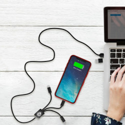 Câble de charge long 20W matières recylées avec logo lumineux SCX®