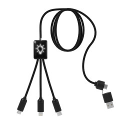 Câble de charge long 20W matières recylées avec logo lumineux SCX®