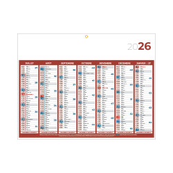 Calendrier classique medium rouge 42x32 cm marquage 1 couleur