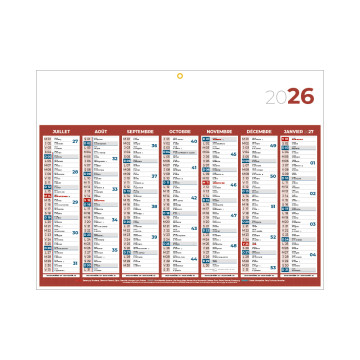 Calendrier classique medium rouge 42x32 cm marquage quadri