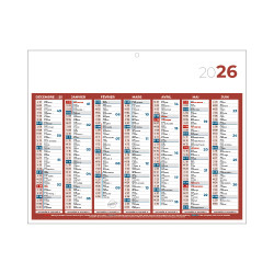 Calendrier classique mini rouge 26,5x21 cm marquage quadri