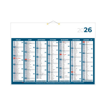 Calendrier classique bleu 55x40,5 cm marquage quadri